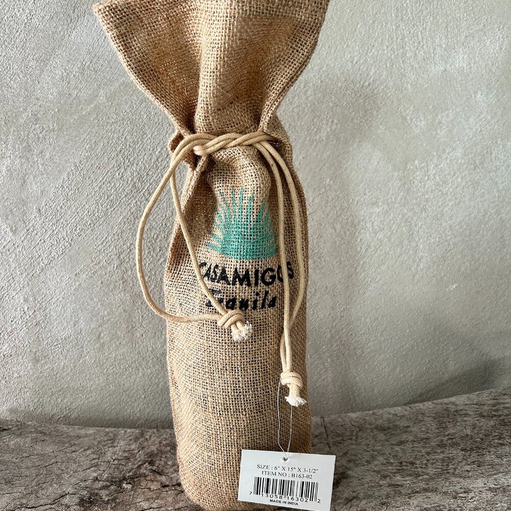 Casamigos Branded Burlap Wine Bags with Drawstring